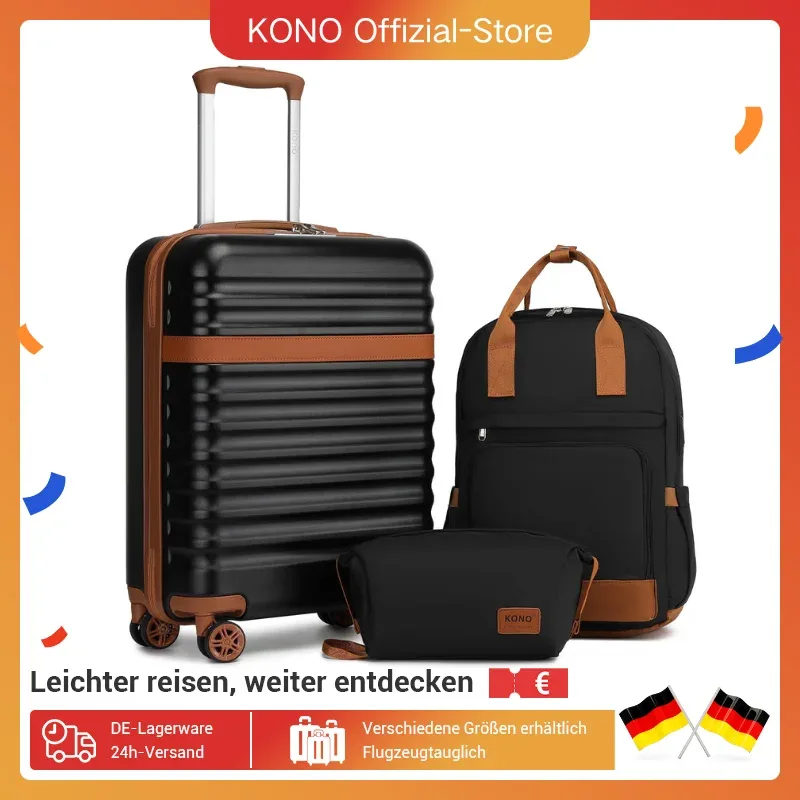 Ensemble valise rigide, sac à dos et trousse