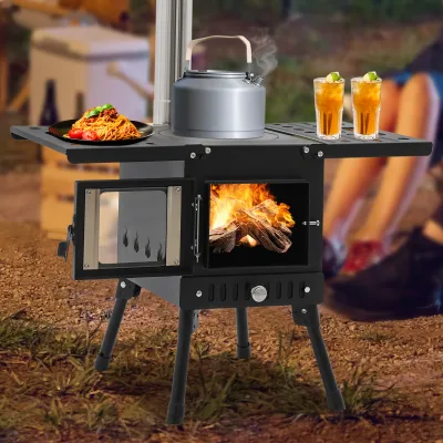 Poêle à bois pliant de camping, noir – image 3