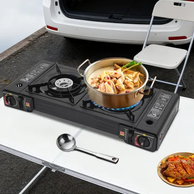 Réchaud de camping à gaz 2 brûleurs en fer – image 2