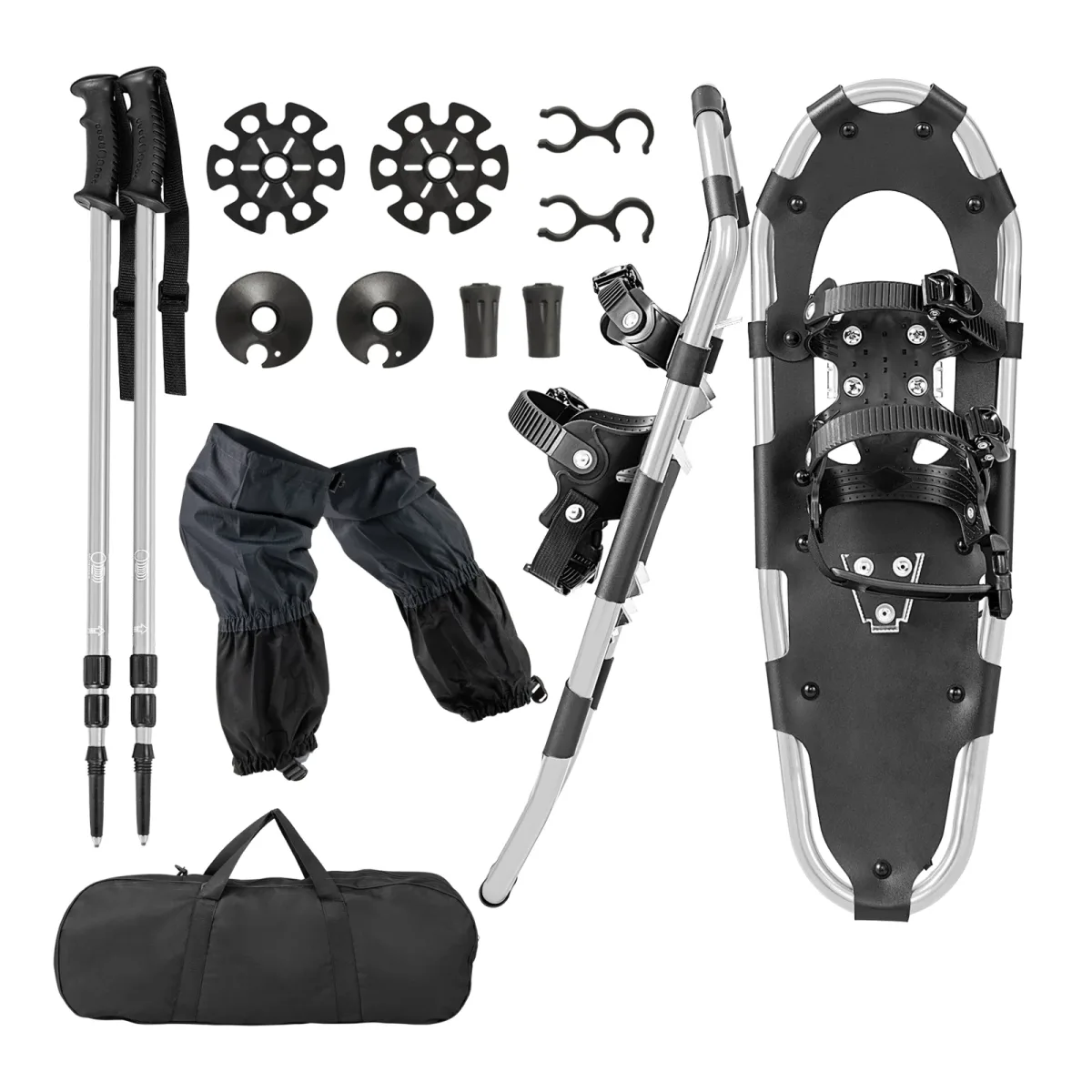 Set raquettes à neige argent, bâtons et sac