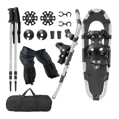 Set raquettes à neige argent, bâtons et sac