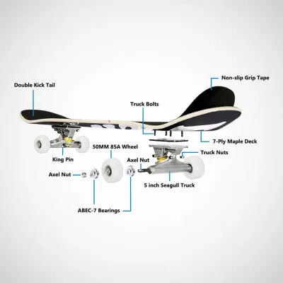 Skateboard complet en érable, double bascule – image 3