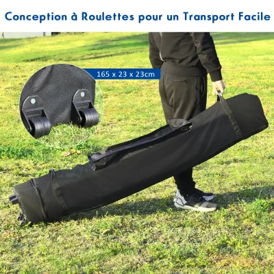 Tonnelle pliante bleue 3 × 3 m avec sac à roulettes – image 3