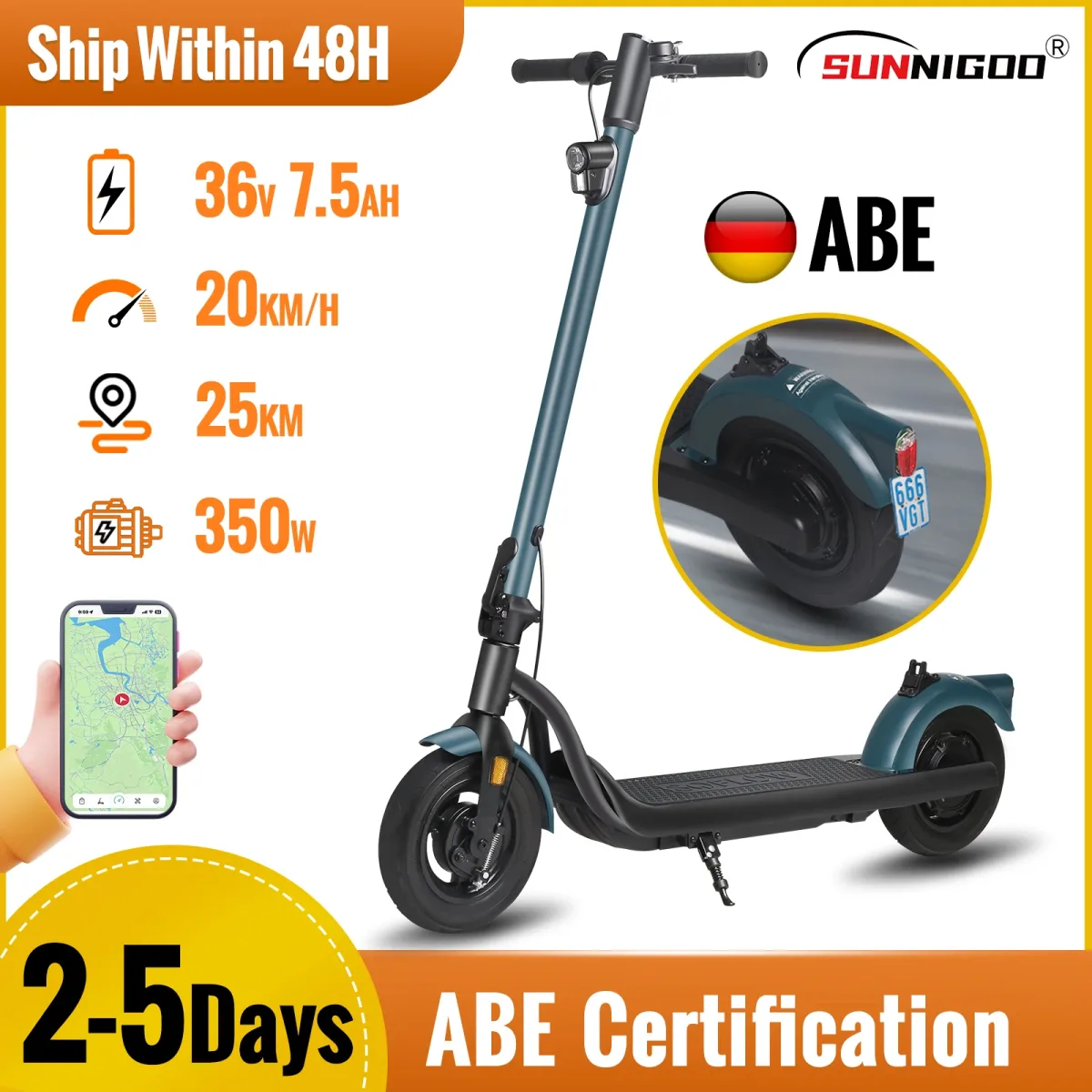 Trottinette électrique pliable, pneus 25,5 cm