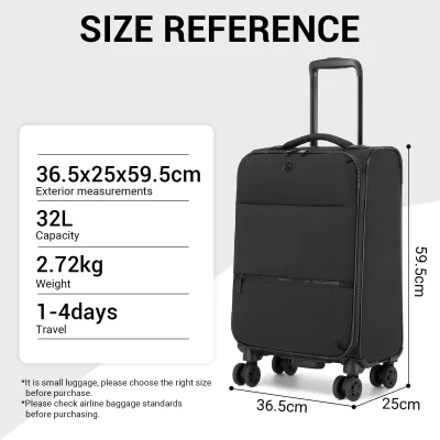 Valise cabine chariot en nylon, 4 roues – image 2
