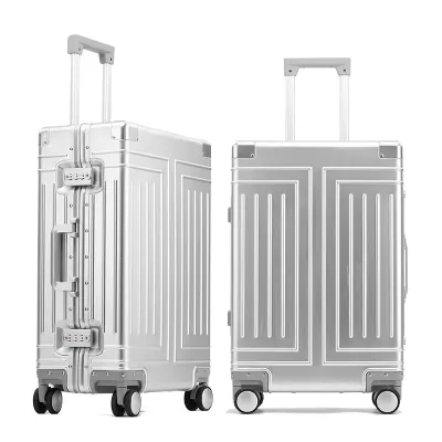 Valise cabine rigide argentée à roulettes – image 2