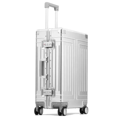 Valise cabine rigide argentée à roulettes – image 3