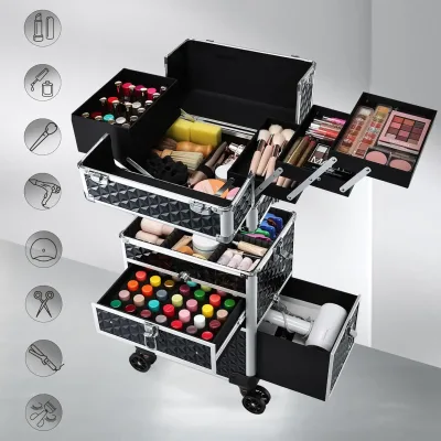 Valise de maquillage roulante à tiroirs – image 2