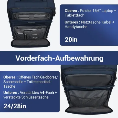 Valise souple en polyester avec 4 roulettes – image 3