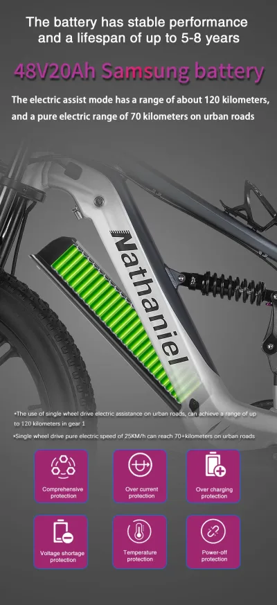 Vélo électrique tout-terrain 7 vitesses adulte – image 3